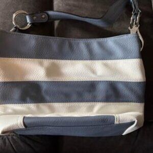 Blue and White Striped Shoulder Bag